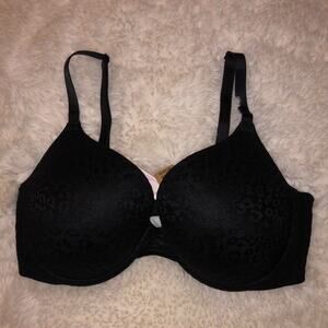 NEW Victoria's Secret Black Leopard Lace Bra 36DD Padded Push Up Adjustable